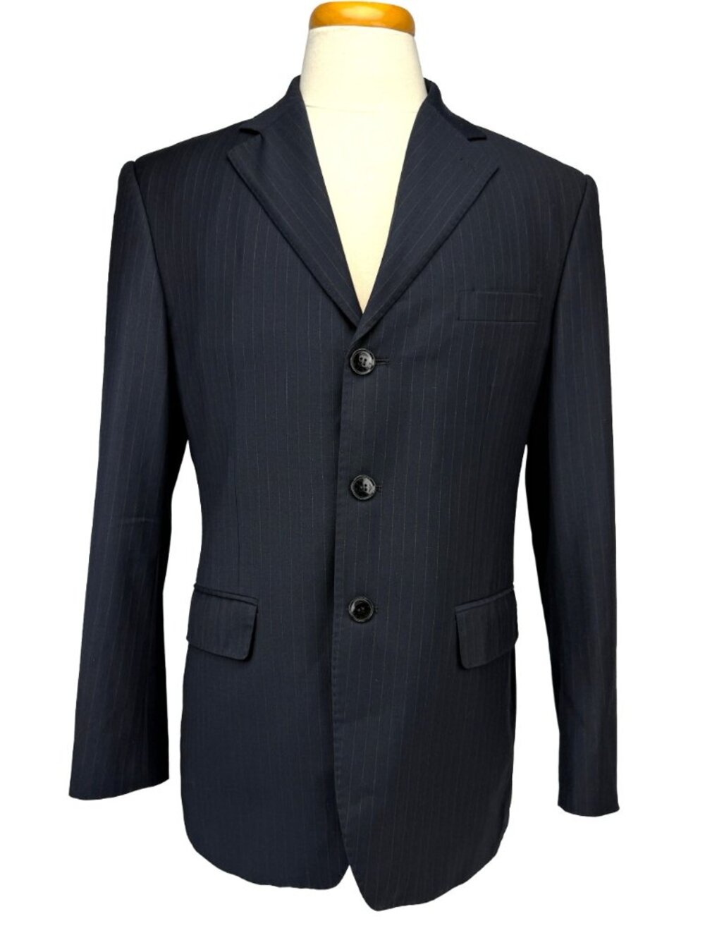 GIORGIO ARMANI Le Collezioni Navy Rust Red Pinstripe Wool Blazer IT 48 US 38